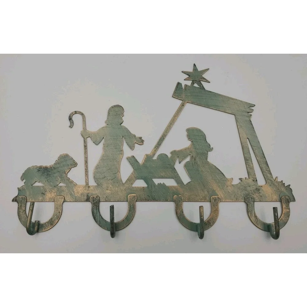 House Of Lloyd Nativity Wall Hooks Faux Patina Metal 11.5